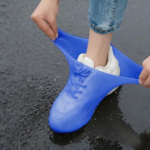 2Pairs Latex Rain Boots, Waterproof Shoe Covers, Reusable for Outdoor Rain Protection - BLUE in Saudi Arabia