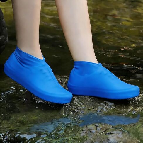 2Pairs Latex Rain Boots, Waterproof Shoe Covers, Reusable for Outdoor Rain Protection - BLUE in Saudi Arabia