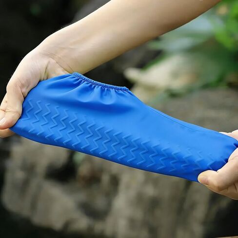 2Pairs Latex Rain Boots, Waterproof Shoe Covers, Reusable for Outdoor Rain Protection - BLUE in Saudi Arabia