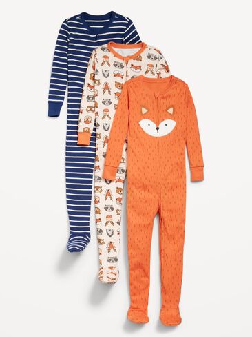 Old Navy Snug-Fit 2-Way-Zip Footed قطعة واحدة 3 قطع للأطفال الصغار والرضع - ثعلب in Kuwait