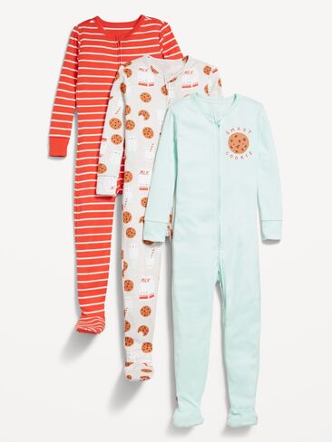 Old Navy Snug-Fit 2-Way-Zip Pajama One-Piece 3-Pack for Toddler & Baby - Cookies in Saudi Arabia