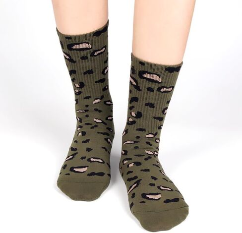 Women's Fashionable Leopard Print Chunky Cotton Socks, 3/5 Pairs, Stylish Mid - Calf for All Year Wear in Saudi Arabia