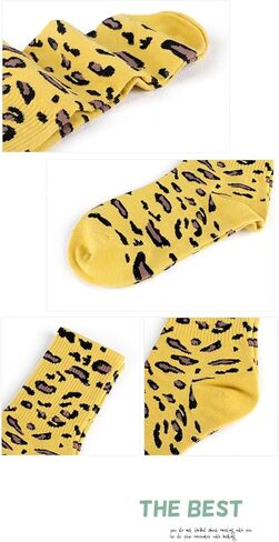 Women's Fashionable Leopard Print Chunky Cotton Socks, 3/5 Pairs, Stylish Mid - Calf for All Year Wear in Saudi Arabia