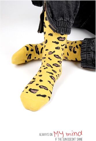 Women's Fashionable Leopard Print Chunky Cotton Socks, 3/5 Pairs, Stylish Mid - Calf for All Year Wear in Saudi Arabia