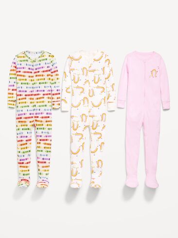 بيجامة Old Navy Snug-Fit 2-Way-Zip من قطعة واحدة مكونة من 3 قطع للأطفال الصغار والرضع - أقلام تلوين in Kuwait