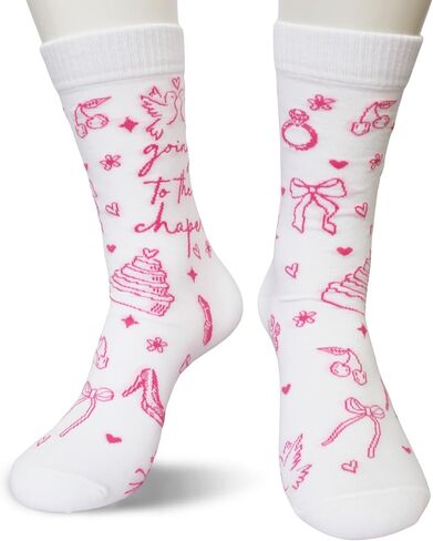 NQDWX Pink Heart Bride Socks Collection – Bride & Team Bride Embroidered Wedding Socks for Women, Bachelorette Party Gifts in Kuwait