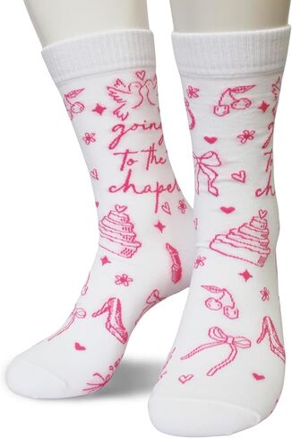 NQDWX Pink Heart Bride Socks Collection – Bride & Team Bride Embroidered Wedding Socks for Women, Bachelorette Party Gifts in Kuwait