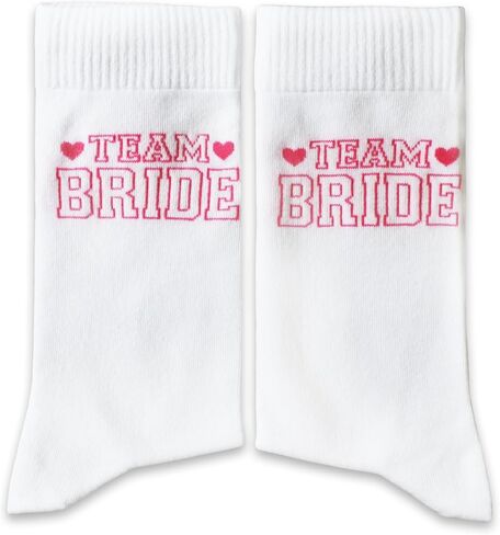 NQDWX Pink Heart Bride Socks Collection – Bride & Team Bride Embroidered Wedding Socks for Women, Bachelorette Party Gifts in Kuwait