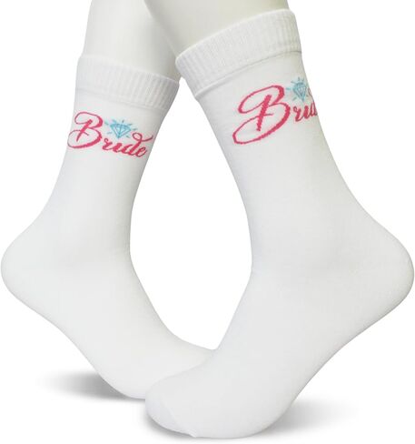 NQDWX Pink Heart Bride Socks Collection – Bride & Team Bride Embroidered Wedding Socks for Women, Bachelorette Party Gifts in Kuwait