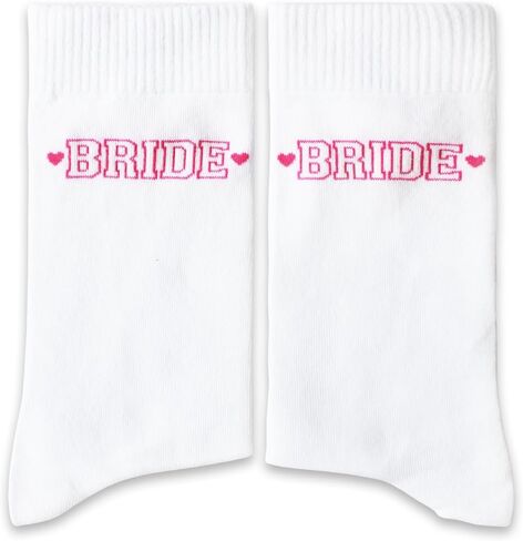 NQDWX Pink Heart Bride Socks Collection – Bride & Team Bride Embroidered Wedding Socks for Women, Bachelorette Party Gifts in Kuwait