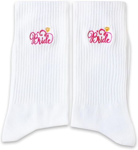 NQDWX Pink Heart Bride Socks Collection – Bride & Team Bride Embroidered Wedding Socks for Women, Bachelorette Party Gifts in Kuwait