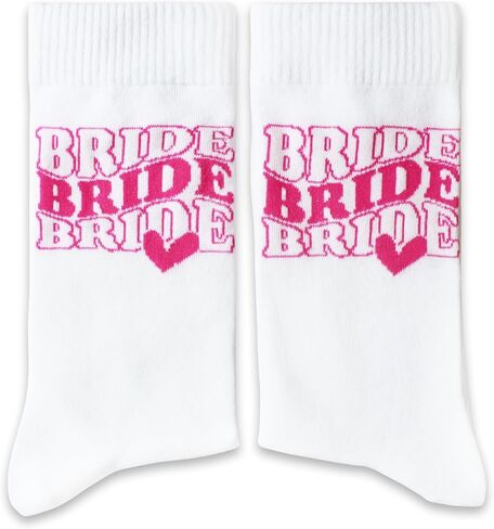 NQDWX Pink Heart Bride Socks Collection – Bride & Team Bride Embroidered Wedding Socks for Women, Bachelorette Party Gifts in Kuwait