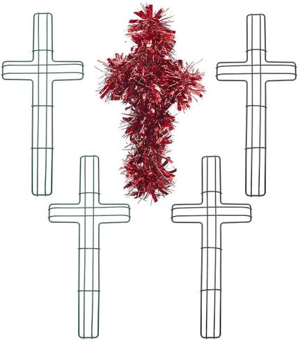 NBEADS 6 قطع إطارات إكليل متقاطعة، سلك حديدي بإطار زهور حديقة سلك إكليل أشكال صليب إكليل الباب الأمامي للكنيسة الزفاف الدينية مشروع الحرف اليدوية، 16.4 بوصة، أسود وأخضر in Kuwait