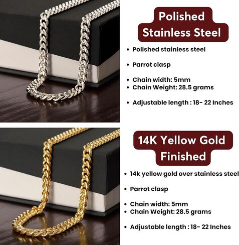 Momavo Jewelry To My Son, You Made Me Proud, Cuban Chain, Length Adjustable, Father Son Gift, Dad to Son Gift in Saudi Arabia