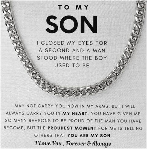 Momavo Jewelry To My Son, You Made Me Proud, Cuban Chain, Length Adjustable, Father Son Gift, Dad to Son Gift in Saudi Arabia