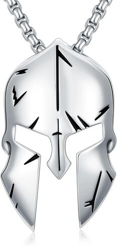 قلادة Lattd Spartan للرجال 925 من الفضة الإسترلينية Spartan Warrior خوذة قلادة مجوهرات للأب الابن، مع سلسلة من الفولاذ المقاوم للصدأ 22 بوصة + 2 بوصة in Saudi Arabia