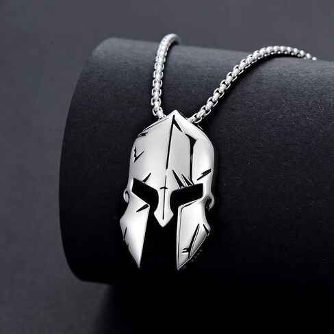 قلادة Lattd Spartan للرجال 925 من الفضة الإسترلينية Spartan Warrior خوذة قلادة مجوهرات للأب الابن، مع سلسلة من الفولاذ المقاوم للصدأ 22 بوصة + 2 بوصة in Saudi Arabia