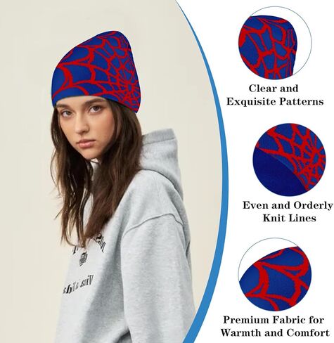 LUNINGLA 2 قطعة Y2k Beanies عنكبوت ويب نمط أكريليك محبوك القبعات عارضة الشارع الشهير للنساء والرجال المراهقين الشتاء الأنشطة الخارجية الرياضة أسود in Kuwait