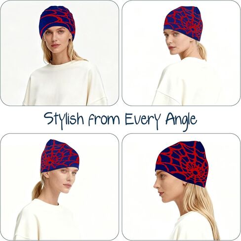 LUNINGLA 2 قطعة Y2k Beanies عنكبوت ويب نمط أكريليك محبوك القبعات عارضة الشارع الشهير للنساء والرجال المراهقين الشتاء الأنشطة الخارجية الرياضة أسود in Kuwait