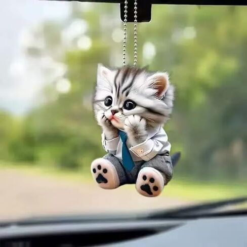 2DFIat Acrylic Cute Cat Pendant Car Hanging Christmas Decoration Pendant Backpack Keychain Gift Decoration in Saudi Arabia