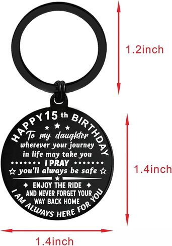 ENGZHI 15th Birthday Decorations for Girls, 15 Year Old Girl Birthday Gift Ideas for Daughter Granddaughter, Metal Keychain in Saudi Arabia