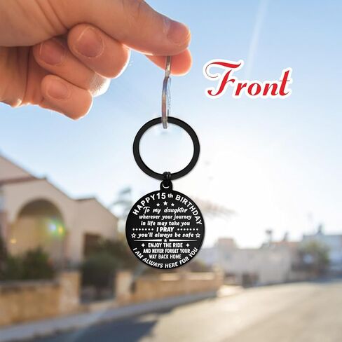 ENGZHI 15th Birthday Decorations for Girls, 15 Year Old Girl Birthday Gift Ideas for Daughter Granddaughter, Metal Keychain in Saudi Arabia