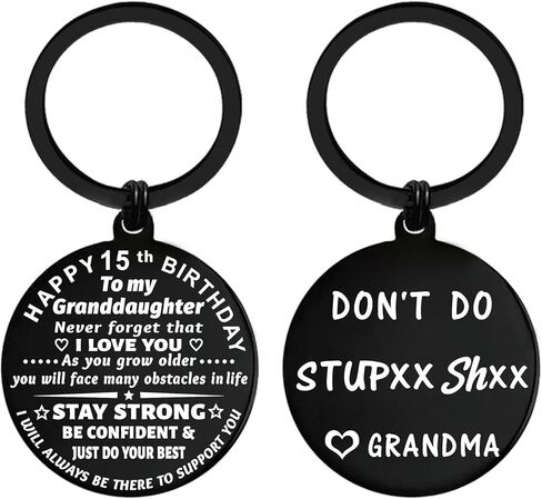 ENGZHI 15th Birthday Decorations for Girls, 15 Year Old Girl Birthday Gift Ideas for Daughter Granddaughter, Metal Keychain in Saudi Arabia