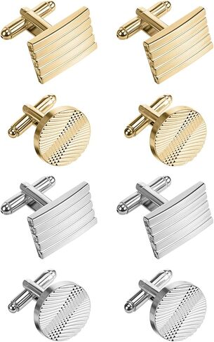 8 PCS Men's Classic Cufflinks Links for Men Silver Black Striped Disced Cuff Cuff Links Suit Suit Men Men's Jewelry Or in Kuwait