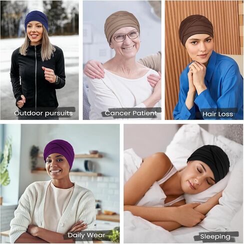BCHRTOIP 4 قطع من أغطية الرأس الكيميائية للنساء، أغطية رأس ناعمة للسرطان، قبعة مرنة للسرطان لتساقط الشعر in Kuwait