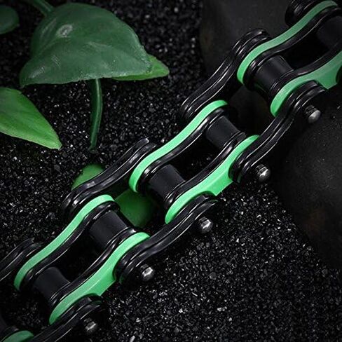 Qiaonitu Jewelry 16MM Heavy Stainless Steel Men's Black Green Motorcycle Bike Biker Chain Bracelet Bangle in Saudi Arabia