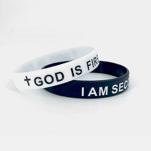 8 قطع God is First I am Second سيليكون أساور مسيحية الكتاب المقدس الآية المطاطية أساور دينية مسيحية إقتباس الإسورة سوار للرجال والنساء in Saudi Arabia