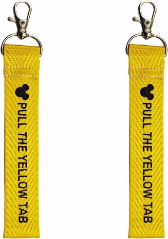 2 pack Pull The Yellow Tab Keychain for Backpacks Lanyard Strap Wristlet Theme Park Ride Safety Tag Yellow Strap Fob in Kuwait
