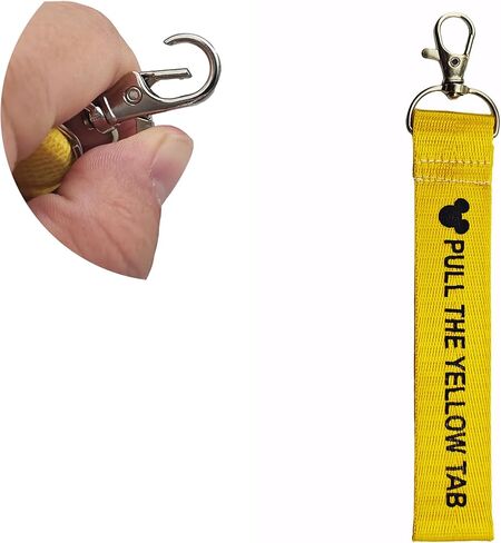 2 pack Pull The Yellow Tab Keychain for Backpacks Lanyard Strap Wristlet Theme Park Ride Safety Tag Yellow Strap Fob in Kuwait