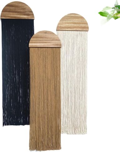 FZHLR Macrame Wall Hanging Large Colorful 3 pcs Semi circle Yarn Tapestry Home Boho Wall Decor Headboard Bedroom Living Room Apartment Wall Art Birthday Gift Xmas Black Brown White in Saudi Arabia