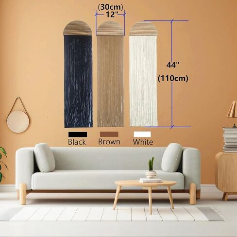 FZHLR Macrame Wall Hanging Large Colorful 3 pcs Semi circle Yarn Tapestry Home Boho Wall Decor Headboard Bedroom Living Room Apartment Wall Art Birthday Gift Xmas Black Brown White in Saudi Arabia