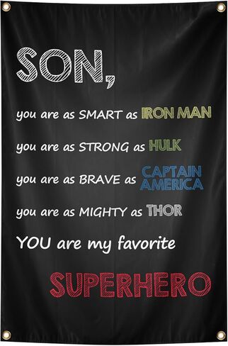 لوحة فنية جدارية تحفيزية - "Son You Are My Favorite Superhero" - ملصق جمالي مقاس 2 × 3 قدم لغرفة الأولاد، والمنزل، وهدايا ديكور حائط المدرسة in Kuwait