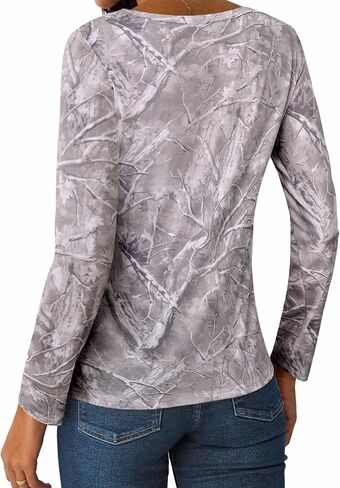 SOFIA'S CHOICE Womens Camo Shirt Crewneck Long Sleeve T Shirt Maple Leaf Print Casual Tee in Saudi Arabia