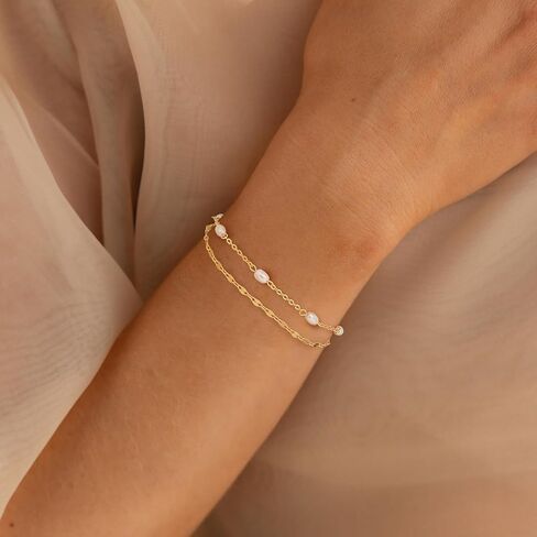 SELFROSE Pearl Bracelets for Women Trendy,14K Gold Plated Dainty Gold Bracelet Cute Womens Bracelet Stack Pearl Bead Chain Bracelets for Women Non Tarnish Jewelry in Saudi Arabia