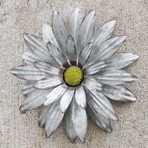 WKHOMEDECO Galvanized Farmhouse Metal Flowers Wall Decor Inspirational,Wall Decor Hanging for Indoor Outdoor Home Bedroom Living Room Office Porch Patio Garden Fence 13Inch,Handmade Gift, Set of 2 in Saudi Arabia