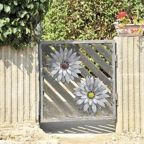 WKHOMEDECO Galvanized Farmhouse Metal Flowers Wall Decor Inspirational,Wall Decor Hanging for Indoor Outdoor Home Bedroom Living Room Office Porch Patio Garden Fence 13Inch,Handmade Gift, Set of 2 in Saudi Arabia
