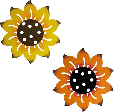 WKHOMEDECO Galvanized Farmhouse Metal Flowers Wall Decor Inspirational,Wall Decor Hanging for Indoor Outdoor Home Bedroom Living Room Office Porch Patio Garden Fence 13Inch,Handmade Gift, Set of 2 in Saudi Arabia