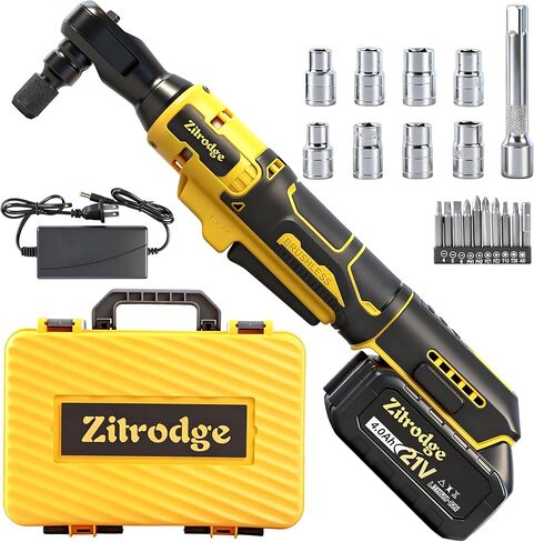 3/8" Cordless Electric Ratchet Wrench Set With Multi Drill Bits, 66FT-LBS 250 PRM Power Ratchet Wrench, 21V Ratchet Tool Kit, Variable Speed, 7 Sockets, LED Light, 1/4" and 1/2" Adapter, 2 Batteries in Saudi Arabia