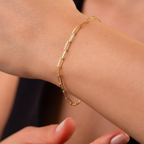 Gold Bracelets for Women Waterproof, 14K Real Gold Jewelry Sets for Women Trendy Thin Dainty Stackable Cuban Link Paperclip Chain Bracelet Pack Fashion Accessories Gifts for Womens in Saudi Arabia