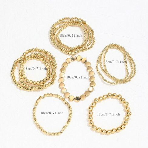 Beaded Bracelet Stack for Women Gold Jewelry Stackable Bead Layered Wristwear Summer Fashion Minimalist Accessories in Saudi Arabia
