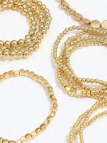 Beaded Bracelet Stack for Women Gold Jewelry Stackable Bead Layered Wristwear Summer Fashion Minimalist Accessories in Saudi Arabia