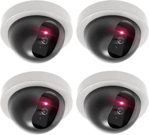 WALI Dummy Fake Security CCTV Dome Camera with Flashing Red LED Light with Security Alert Sticker Decals (SD-6), 6 Packs, Black in Saudi Arabia