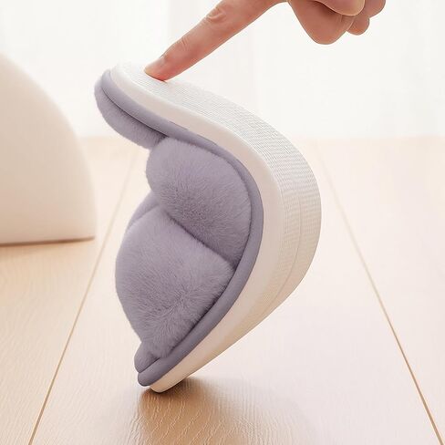 Fuzzy Slippers for Women, Open Toe Cross Band Memory Foam House Shoes Cozy Plush Fluffy Indoor Outdoor Slide Slippers Soft Home Bedroom Footwear for Daily Wear in Saudi Arabia