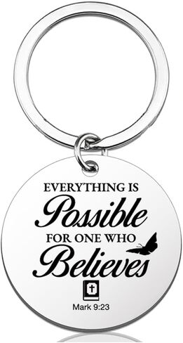 RPBAGW سلسلة مفاتيح آية الكتاب المقدس هدايا مسيحية للنساء والرجال، هدايا دينية روحية ملهمة، كل شيء ممكن سلسلة مفاتيح الكتاب المقدس in Kuwait