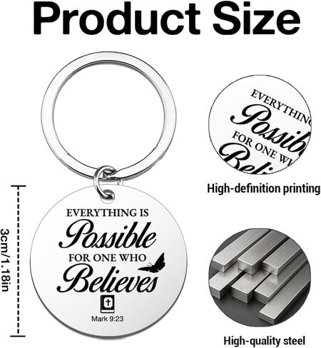 RPBAGW سلسلة مفاتيح آية الكتاب المقدس هدايا مسيحية للنساء والرجال، هدايا دينية روحية ملهمة، كل شيء ممكن سلسلة مفاتيح الكتاب المقدس in Kuwait