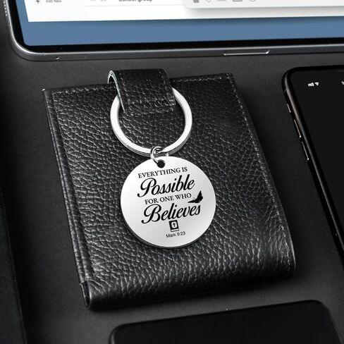 RPBAGW سلسلة مفاتيح آية الكتاب المقدس هدايا مسيحية للنساء والرجال، هدايا دينية روحية ملهمة، كل شيء ممكن سلسلة مفاتيح الكتاب المقدس in Kuwait